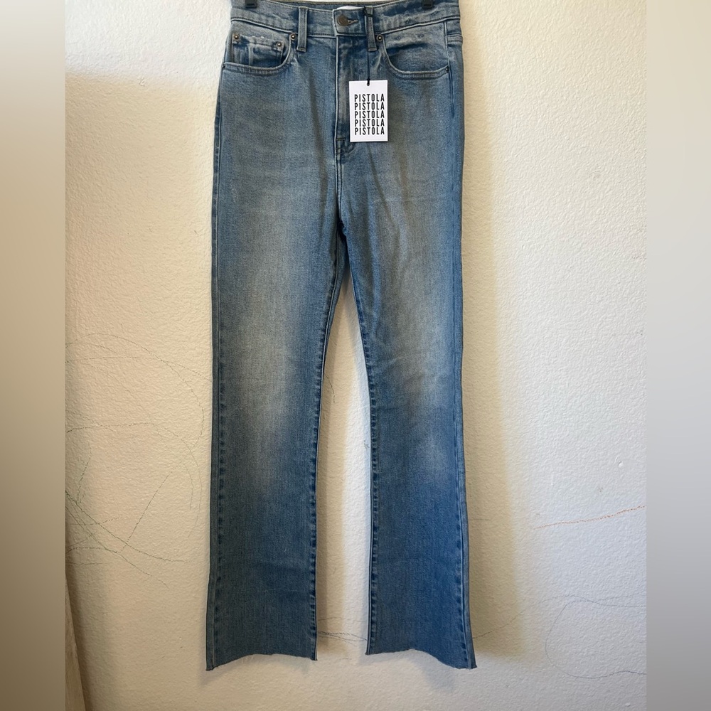 PISTOLA dana high rise classic flare raw hem